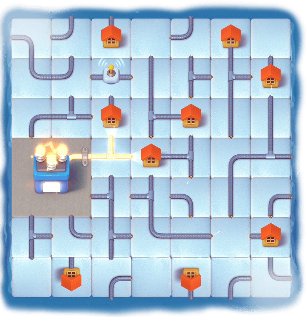 Game board with glowing pipes